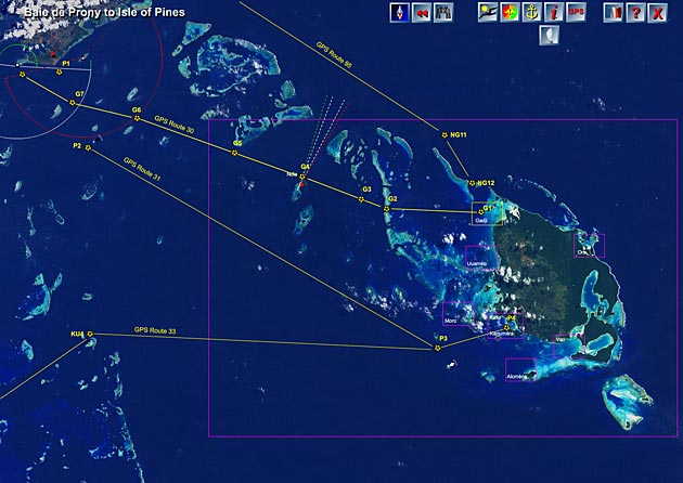 sailing routes to the isle of pines, new caledonia