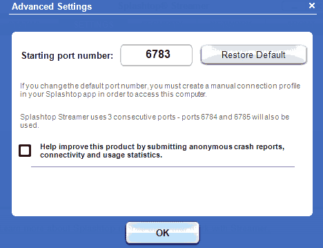splashtop advanced settings